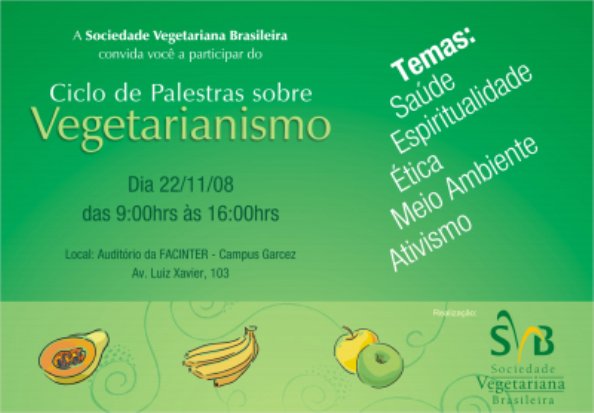 Ciclo de Palestras sobre Vegetarianismo - Grupo Curyi